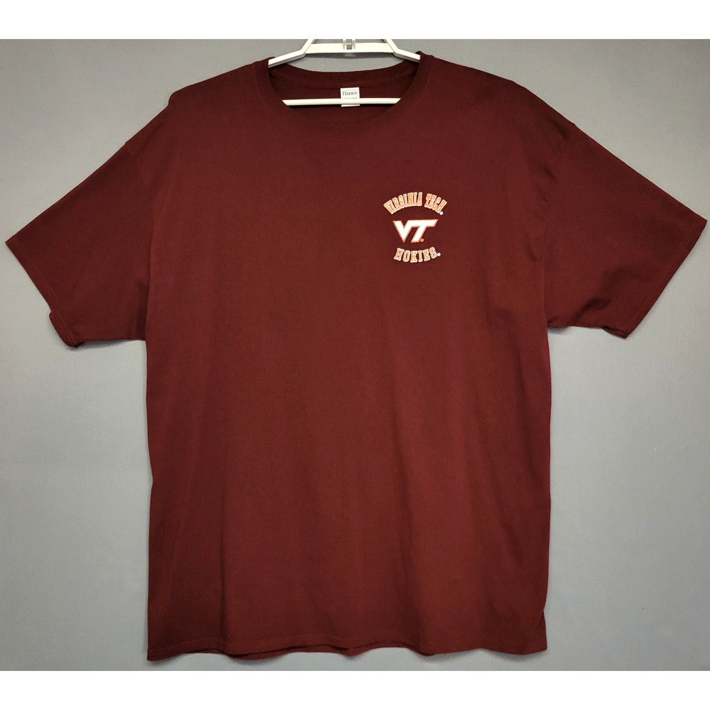 Virgina Tech‎ Hokies T-shirt Mens 2XL Marron Graphic Tailgate Crew 100% Cotton